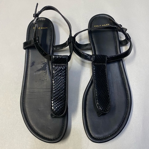 Cole Haan Women’s Sandals Shoes Size 9B Leather Patent Strappy Flats NWOT - Picture 3 of 13